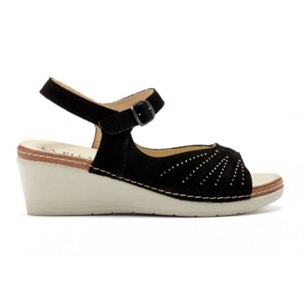 La Plume Perforated Suede Comfort Women's Sandals - Picture 4 of 6